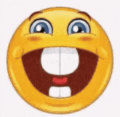A Cartoon Smiley Face With A Big Smile And Missing Teeth GIF