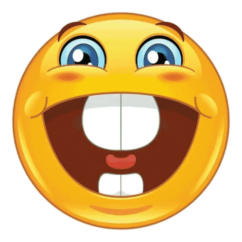 A Cartoon Smiley Face With A Big Smile And Missing Teeth GIF
