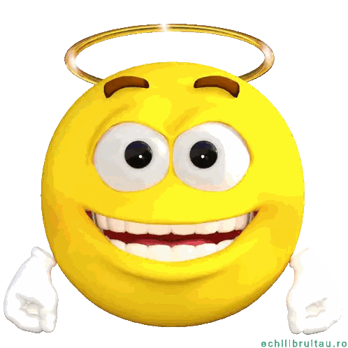 A Cartoon Smiley Face With A Halo On Its Head Sticker