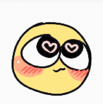 A Cartoon Smiley Face With Heart Shaped Eyes And A Blush On Its Cheeks . GIF