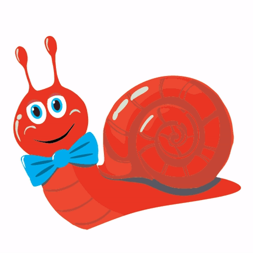 A Cartoon Snail Wearing A Red Bow Tie And Smiling GIF
