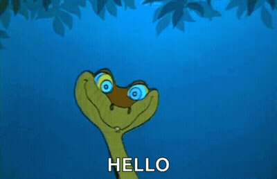 A Cartoon Snake Is Smiling And Says " Hello " GIF