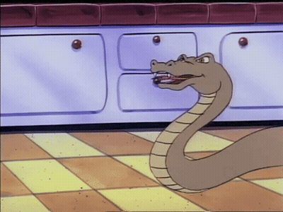 A Cartoon Snake Is Standing On A Checkered Floor GIF