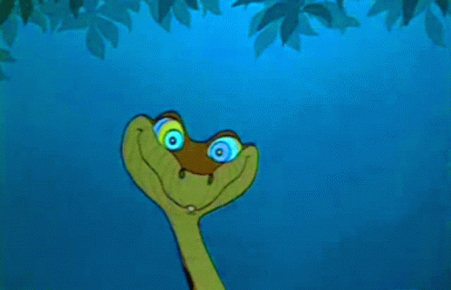 A Cartoon Snake With Hypnotic Eyes And A Smile GIF