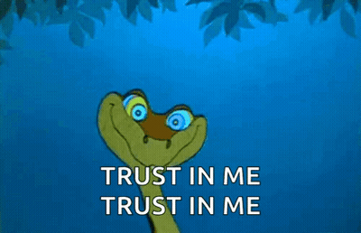 A Cartoon Snake With Hypnotic Eyes And The Words Trust In Me Trust In Me GIF