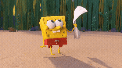A Cartoon Spongebob Holding A Piece Of Paper In His Hand GIF