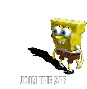A Cartoon Spongebob Says Join The Sff Sticker