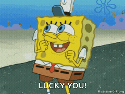 A Cartoon Spongebob Says Lucky You GIF