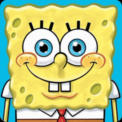 A Cartoon Spongebob Squarepants Character With Blue Eyes GIF