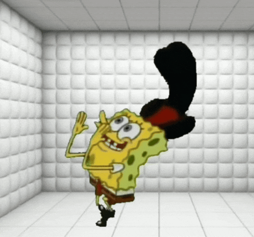 A Cartoon Spongebob Wearing A Black Top Hat GIF