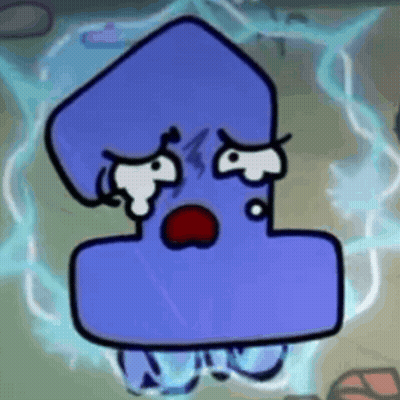 A Cartoon Squid With A Crying Face Is Surrounded By Electricity . GIF