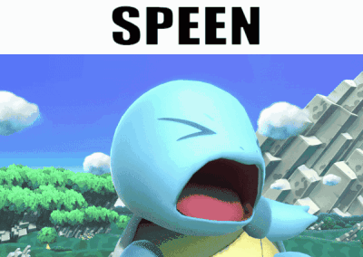 A Cartoon Squirtle Is Screaming With The Word Speen Above It GIF