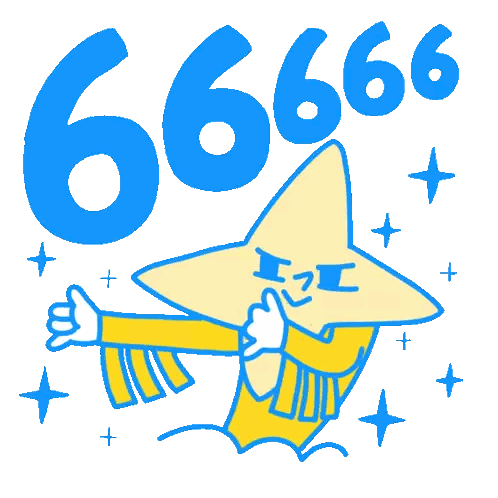 A Cartoon Star Giving A Thumbs Up With The Number 6666 Above It Sticker