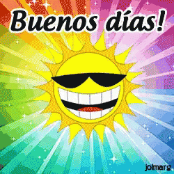 A Cartoon Sun With Sunglasses And The Words Buenos Dias Written Below It GIF