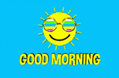 A Cartoon Sun With Sunglasses And The Words Good Morning GIF