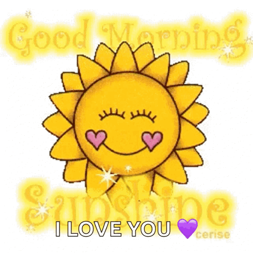 A Cartoon Sun With Two Hearts On Its Face And The Words Good Morning Sunshine GIF