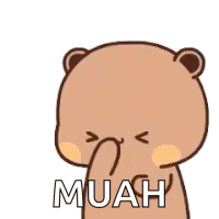 A Cartoon Teddy Bear Is Blowing Hearts Out Of Its Mouth And Saying Muah . GIF