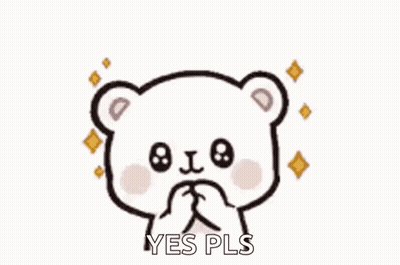 A Cartoon Teddy Bear Is Covering Its Mouth With Its Hands And Says Yes Pls . GIF