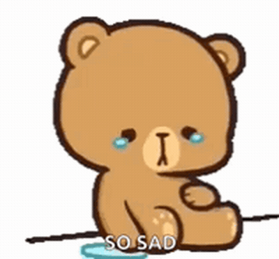 A Cartoon Teddy Bear Is Crying And Holding A Bottle Of Water . GIF
