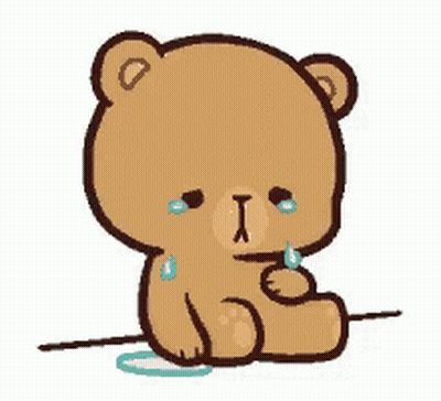 A Cartoon Teddy Bear Is Crying And Sitting On The Ground . GIF