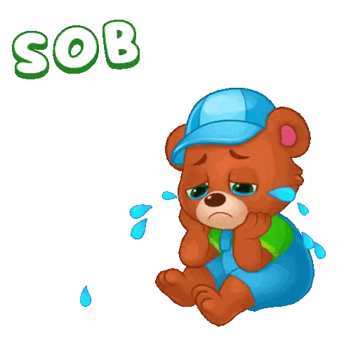 A Cartoon Teddy Bear Is Crying And Sob Is Written Above Him Sticker