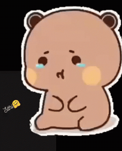 A Cartoon Teddy Bear Is Crying With A Tear Coming Out Of His Eyes . GIF