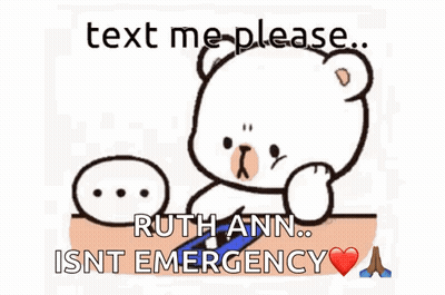 A Cartoon Teddy Bear Is Laying On A Person 'S Chest And Asking Them To Text Him . GIF