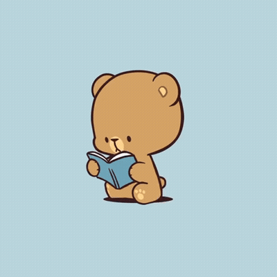 A Cartoon Teddy Bear Is Reading A Book GIF