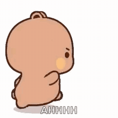 A Cartoon Teddy Bear Is Sitting Down And Looking At Something . GIF