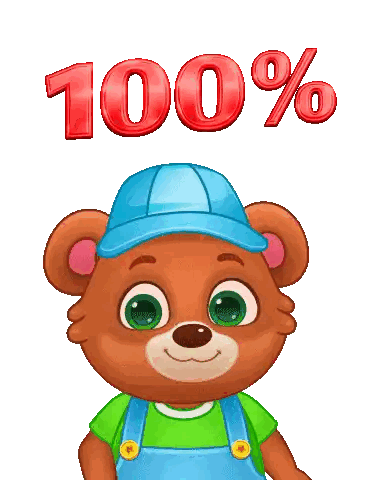 A Cartoon Teddy Bear Wearing Overalls And A Blue Hat With The Number 100 In Red Letters Sticker