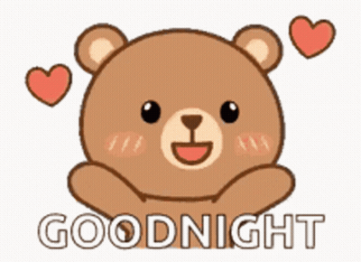 A Cartoon Teddy Bear With Hearts Around It And The Words Goodnight GIF