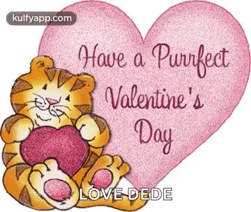 A Cartoon Tiger Is Holding A Pink Heart And Says Have A Purrfect Valentine 'S Day . GIF