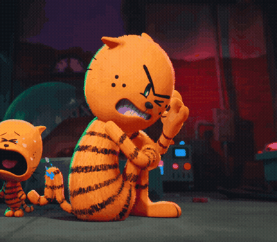 A Cartoon Tiger Is Sitting Next To Another Tiger GIF