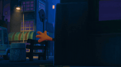 A Cartoon Tiger Is Standing In Front Of A Building With A Sign That Says ' A ' On It GIF