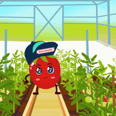 A Cartoon Tomato Wearing A Mallmann Hat GIF