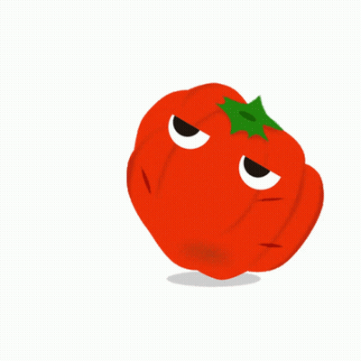 A Cartoon Tomato With A Green Leaf On Top GIF