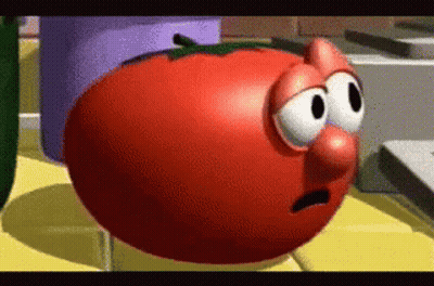 A Cartoon Tomato With Big Eyes And A Big Nose GIF