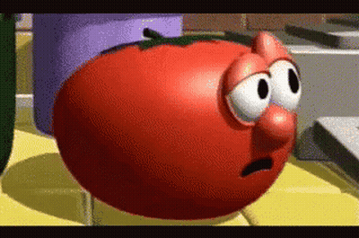 A Cartoon Tomato With Big Eyes And A Big Nose GIF