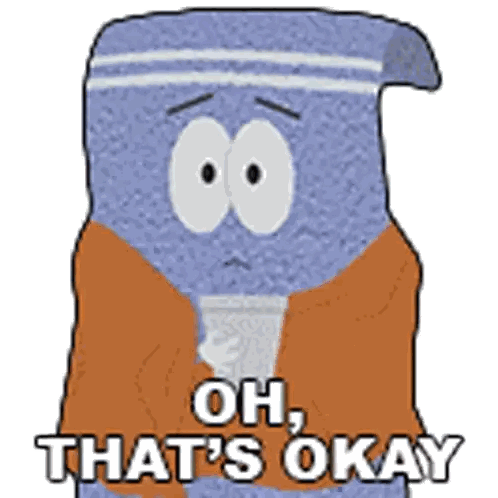 A Cartoon Towel Is Wrapped In A Blanket And Says Oh That 'S Okay Sticker