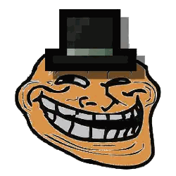 A Cartoon Troll Face With A Top Hat On Sticker