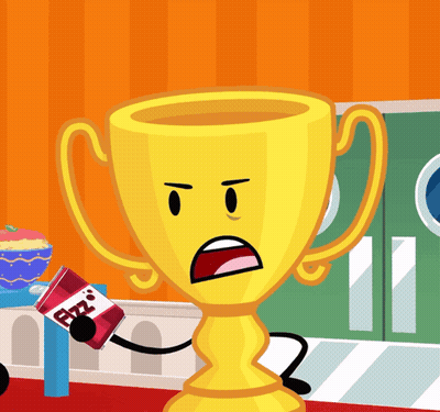 A Cartoon Trophy Is Holding A Can Of Ritz GIF