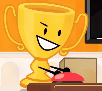 A Cartoon Trophy With A Face On It GIF