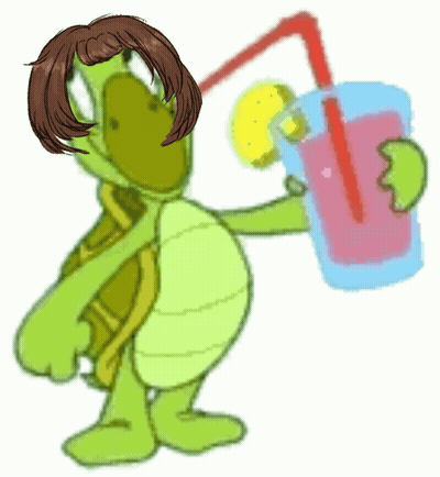 A Cartoon Turtle Is Holding A Glass With A Straw GIF