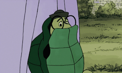 A Cartoon Turtle With Glasses And A Hat On GIF