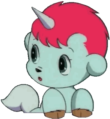 A Cartoon Unicorn With A Red Mane And A White Horn Sticker