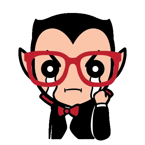 A Cartoon Vampire Wearing Red Glasses And A Bow Tie Is Crying Sticker