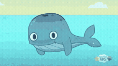 A Cartoon Whale Is Swimming In The Ocean GIF