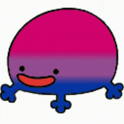 A Cartoon Whale With A Bisexual Flag On It 'S Body And A Smiling Face . GIF