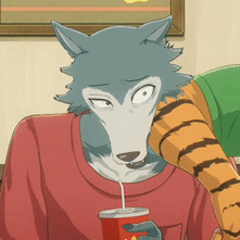 A Cartoon Wolf Is Drinking From A Red Cup With A Straw GIF