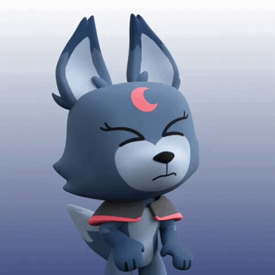 A Cartoon Wolf With A Crescent Moon On His Head GIF
